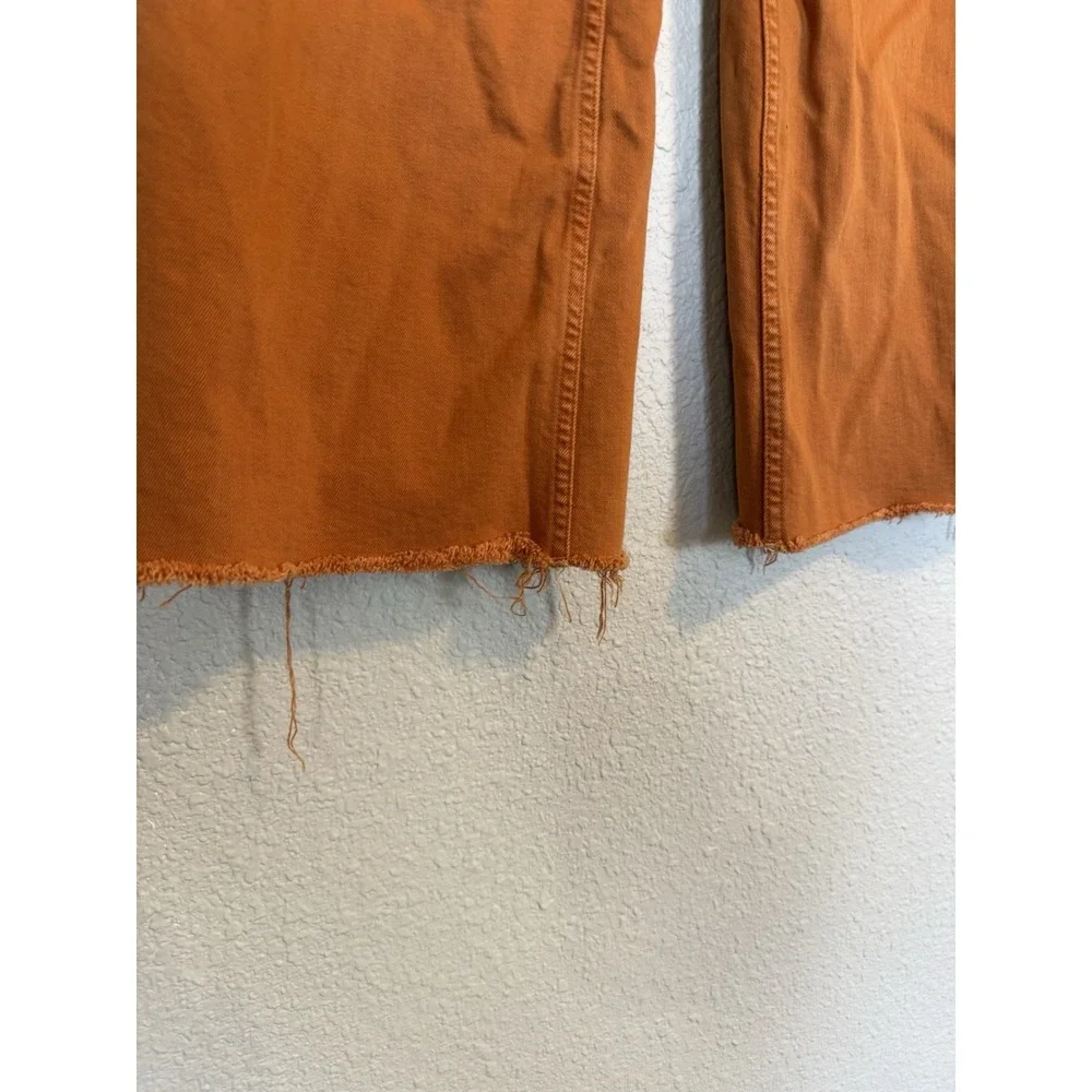 Zara Women Marigold The Marine Straight Wide-Leg High Rise Raw Hem Pants Size 6